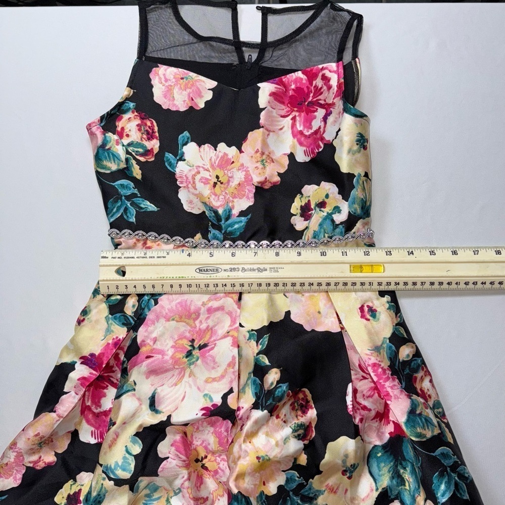 Speechless Black Floral Bubble Dress with Sheer Detail - Picture 8 of 10